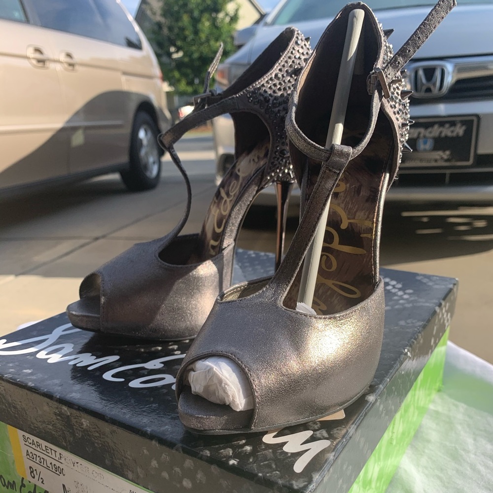 Sam Edelman SCARLETT SPIKE PEWTER Heels 8.5